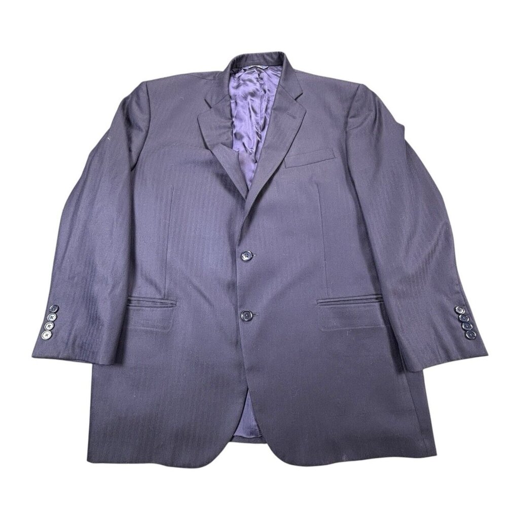Brooks Brothers Blazer Mens 46R Blue Herringbone Wool Saxxon 2 Button Sport Coat